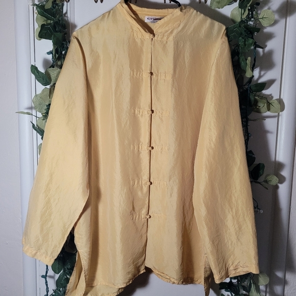 Mandarin collar silk long sleeve sz L - Picture 1 of 3